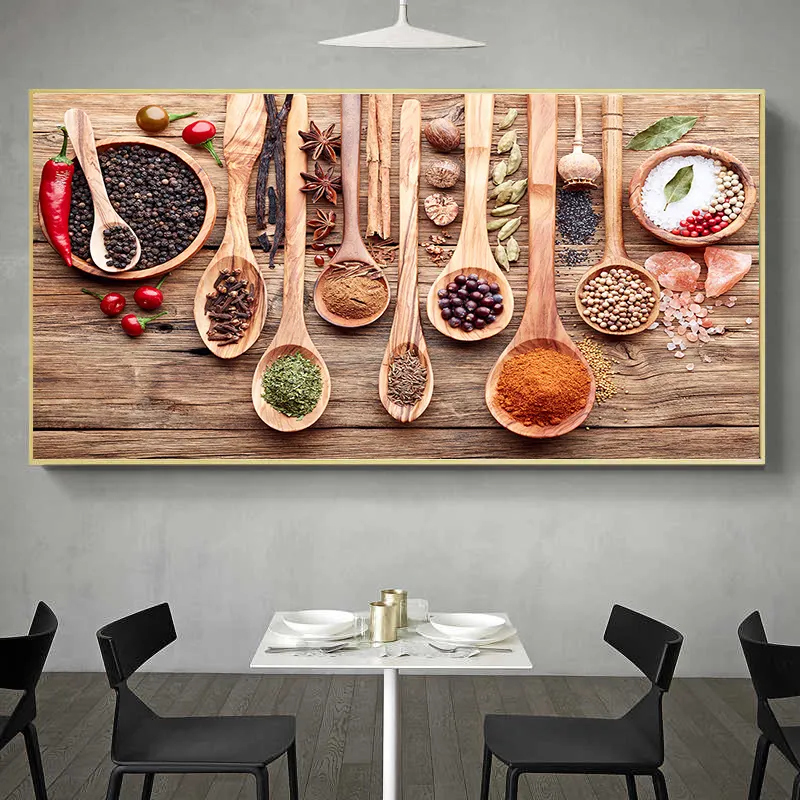 Spezie zucchero di canna e riso cibo Wall Art immagini per la decorazione della stanza della cucina Cuadros decorazione della casa pittura su tela