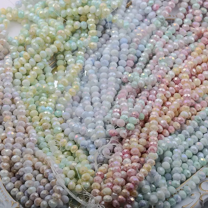 high quality 4mm 6mm8mm new color glass rondelle beads Novel water-dyed custom crystal beads for diy jewelry making