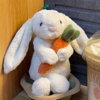 Peluche Lapin de Pâques Version Haute Qualité JC, Tenant une Carotte, Super Douce, Rembourrée en Coton PP, Animal en Peluche Anti-Stress, Promotion de Fêtes