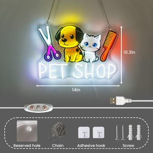 Dog and cat pet shop Letreros Neon LED indoor hanging ambient light shop <b>sign</b> wall decoration light entrance indicator light - Product Image 4