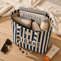 Nouvelle Trousse de Maquillage Portable en Toile Bicolore pour Femme, Motif Lettres, Grande Capacité, Personnalisable, Écologique et Durable