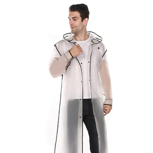 Черный прозрачный водонепроницаемый плащ для взрослых - Product Image 6