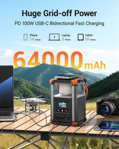 Batterie externe 16 000 mAh/236,8 Wh, étanche IP67, chargeur portable PD100W, lanterne de camping avec chargeur sans fil 15W, pour situations d'urgence en extérieur - Product Image 6