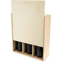 Paulownia-Holz 3-Flaschen Wein- und Champagner-Geschenkbox mit Verpackungsstrohhalmen Festliche Partygeschenke Weinbox mit Schiebedeckel