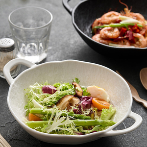 Vaisselle nordique en céramique ménage léger luxe riz nouilles bol à soupe petit bol unique manger bol de céréales avec bord doré - Product Image 3