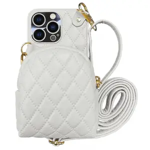 High quality leather crossbody lanyard bag phone case for iPhone 11 12 13 14 pro max