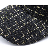 Gorra de Tweed a cuadros en blanco y negro para mujer de otoño e invierno, sombrero de 6 paneles, sombrero de moda para mujer, gorras deportivas para mujer, gorra de béisbol