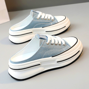 2026 New Women's <b>Canvas</b> Slip-On Shoes Spring Summer Breathable Thick Sole Mesh Lining <b>Round</b> Toe - Product Image 2