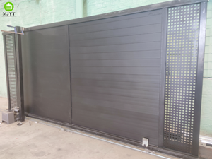 Puerta Corredera Automática de Aleación de Aluminio para Patio, Puerta Corredera Eléctrica Gris Negra para Villa - Product Image 2
