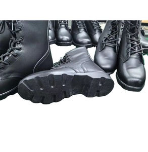 Bottes de combat longues en cuir noir DFS24 - Product Image 1