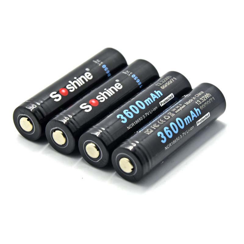 Soshine 18650P 18650 3.7V 3600mAh ليثيوم أيون بطارية قابلة للشحن مع حماية