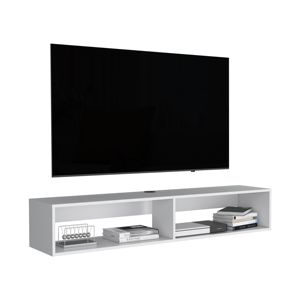 DB Warrior 59\" White Floating TV Stand with Two <b>Open</b> <b>Shelves</b> Media Compartments Cable Management for Living Room Cabinet - Product Image 6