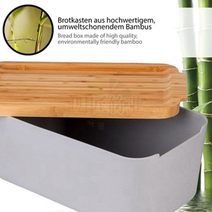 Boîte à pain en bambou avec planche à découper, 1 niveau, récipient de stockage alimentaire pour la cuisine - Product Image 4
