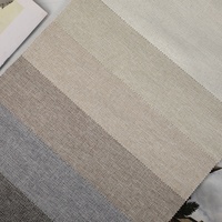 100% Polyester Lin Look Rideau Tissu Blackout Enduit avec Retardateur de Flamme Tissé Teint Motif Uni Rouleau Emballage