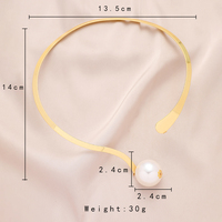 Collier ras du cou en métal avec grosse perle d'imitation élégante et exagérée, très vendu, pour femmes et filles, couleur or