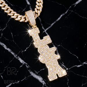 Gra Certified VVS Moissanite Iced Out Vertical <b>Initial</b> <b>Pendant</b> Custom Hip Hop Letter Name <b>Pendant</b> Baguette Diamond Fine Jewelry - Product Image 1