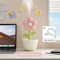 Humidificateur d'air domestique compact pour fleurs, de bureau, USB, avec éclairage LED, 300 ml, silencieux, pour chambre à coucher, femmes enceintes, grand volume de brume, YS