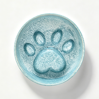 HomyPawz Bol pour chat et chien en céramique moderne avec empreinte de patte 3D, antidérapant, de luxe, compatible lave-vaisselle, bol à alimentation lente en céramique