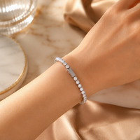 Bracelet tennis en acier inoxydable plaqué or 18 carats avec zircon rond brillant, directement de l'usine, pour hommes et femmes