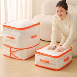 Clear Visual Design Waterproof Wardrobe Clothes Quilt Organizer <b>Bag</b> <b>Compressed</b> Storage <b>Bag</b> with Zipper - Product Image 1