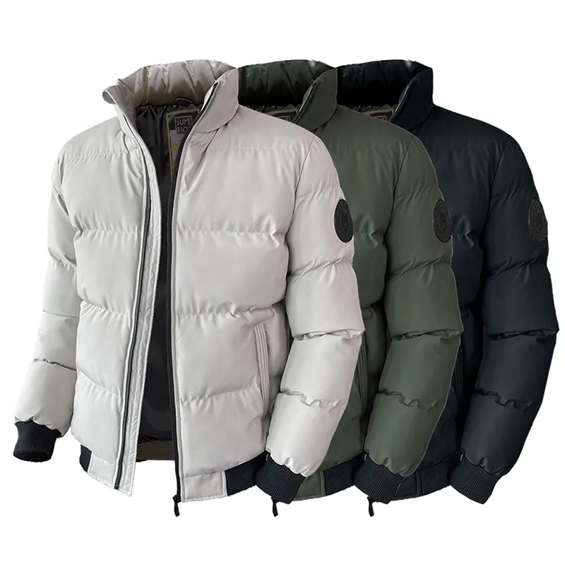 Wholesale Men Plain Grey Puffer Jacket Fashion New Design Winter Puffer Warm Jacket