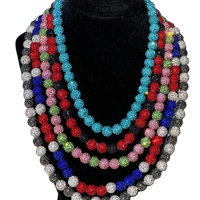 Collier de perles inspiré du baseball avec strass de 22 pouces Colliers discoball pour les amoureux de l'équipe-Boules disco de 10mm-Drip pour joueur de baseball