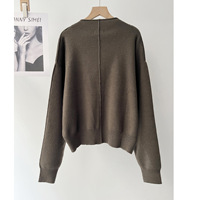 En stock – Photos réelles – Cardigan en maille douce à col ras du cou pour femme, pull minimaliste et élégant pour le quotidien, automne et hiver 16a-2323