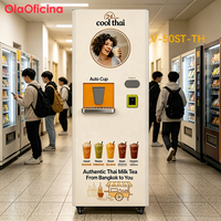 Distributeur automatique de café chaud et froid V-50ST-TH avec fonction de fabrication de glace pour bureau, hôtel, café, 5 boissons, écran tactile, nettoyage automatique