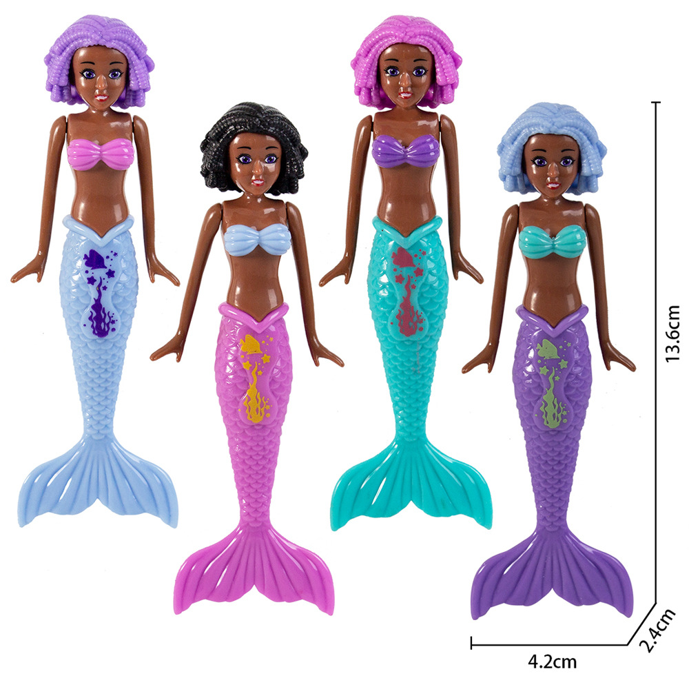 Sirène à poils courts et peau noire 4pcs