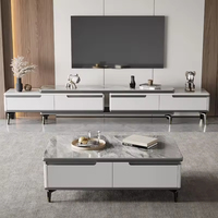 Meuble TV moderne de luxe extensible double face, meuble TV en bois moderne de luxe léger avec rangement, unité de meuble TV pour salon