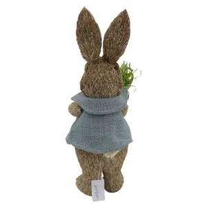 Wholesale Table Top Ornaments Peter Rabbit With Carrot Cute Easter Gifts Craft Sisal Straw Bunny Decoration For Home Ornaments