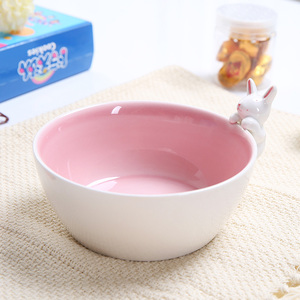Ciotole in Ceramica 3D a Forma di Cartone Animato, Stoviglie in Porcellana Rosa e Bianca, Ecologiche, per Bambini, Superficie Liscia - Product Image 4