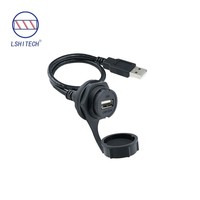 Cable USB2.0 Impermeable IP68 LSHITECH de 0.1-5m, Conector Macho/Hembra, Cable Industrial para Terminales de Comunicación de Datos