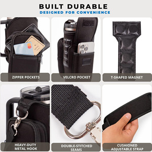 Factory Wholesale Magnetic Sports Workout Sling Bottle Holder Pouch Magnetic Gym Bag Water Bottle Bag With <b>Shoulder</b> <b>Strap</b> - Product Image 6