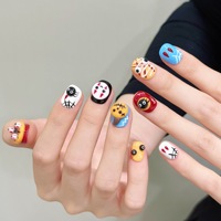 Lot de 24 faux ongles réutilisables pour Halloween, courts, ovales, avec motifs 3D toile d'araignée, œil et citrouille, finition brillante, style gothique, pour fête