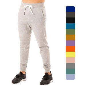 Pantalones de chándal de doble capa con logotipo personalizado bordado Slim Fitness French Terry 320 GSM ancho elástico Simple Casual medio ancho elástico - Product Image 1
