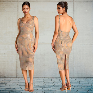 Abito Midi da donna alla moda con Logo personalizzato abito Sexy senza maniche nero nudo senza schienale estivo transfrontaliero - Product Image 4