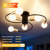 Lámpara de techo de flores para habitación de niños, dormitorio moderno clásico, pasillo creativo, sala de estar, luz de techo de hierro Industrial Nórdica
