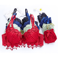 Set Bra dan Panty Berenda Full Cup dengan Tali Konvertibel, Logo Custom, Padded, Push-Up Underwire, Gaya Jepang yang Lucu untuk Wanita
