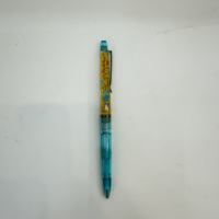Stylo bille liquide vert à huile avec insert personnalisé en PVC, logo flottant personnalisé, souvenir promotionnel publicitaire