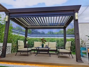 Pérgola Automática <span class=keywords><strong>de</strong></span> Aluminio con Rejillas - Diseño Moderno Motorizado, Impermeable, Resistente al Viento, Sistema <span class=keywords><strong>de</strong></span> Seguridad para <span class=keywords><strong>Entrada</strong></span> <span class=keywords><strong>de</strong></span> Vehículos, con Recubrimiento en Polvo - Product Image 2