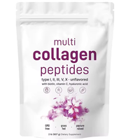 Poudre de protéines de collagène multi-sources OEM 2 livres Type I II III V X avec biotine Peptides de collagène non aromatisés Poudre céto 1lb