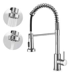 Grifo de Cocina de Lujo, Grande, Plateado, Flexible, con 2 Manijas, Acabado Cromado, Extraíble, Montado en Cubierta - Product Image 2