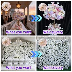 Mur <span class=keywords><strong>de</strong></span> fleurs en soie JC <span class=keywords><strong>Rose</strong></span>, toile <span class=keywords><strong>de</strong></span> fond murale 3D <span class=keywords><strong>de</strong></span> roses blanches 8ftx8ft pour événements <span class=keywords><strong>de</strong></span> mariage - Product Image 3
