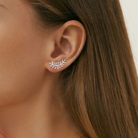 Boucles d'oreilles grimpantes en forme de feuille, en argent 925, moissanite, plaqué rhodium/or, design original exquis, bijoux de mode tendance