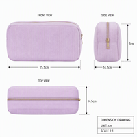 Pochette cosmétique légère en velours côtelé, sac à maquillage rectangulaire, sac de rangement pour articles de toilette avec fermeture éclair, logo personnalisé, utilisation quotidienne en voyage