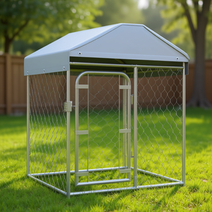 Caseta para Perros de Exterior de Metal con Techo, 39.4x39.4x49.2 Pulgadas, para Razas Grandes, para Todas las Estaciones, Mueble para Mascotas - Product Image 2