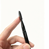 Diskon besar kuas rias Vegan hitam kuas Eyeliner alis tipis berkepala ganda kuas tunggal maskara Logo kustom