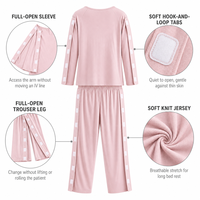 Ensemble de vêtements adaptatifs pour patients avec fermeture auto-agrippante, manches et jambes entièrement ouvrables, alternative à la blouse d'hôpital, pour personnes âgées alitées, soins post-chirurgicaux