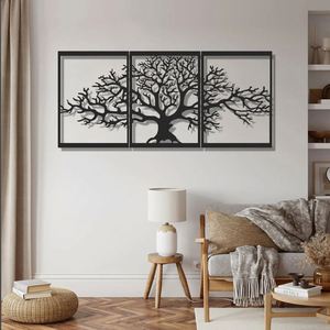 Escultura de Pared de Metal con Silueta del Árbol de la Vida, Adorno Colgante de Hierro Negro para Decoración del Hogar y Sala de Estar - Product Image 4